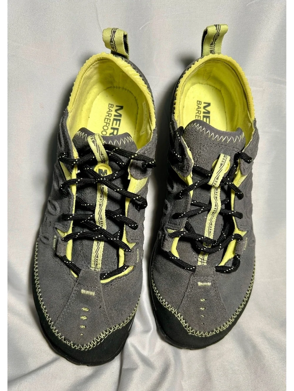 Merrell Barefoot Contour Glove Womens 6.5 Castle Rock Gray Yellow Vibram hiking
